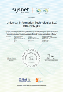 Сертифікат на відповідність стандарту Payment Card Industry Data Security Standard (PCI DSS v 3.1)
